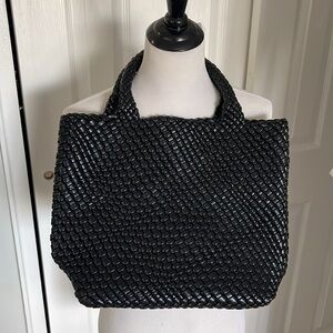 Black woven tote